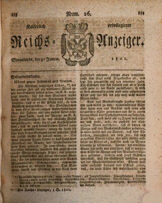 Kaiserlich privilegirter Reichs-Anzeiger (Allgemeiner Anzeiger der Deutschen) Samstag 31. Januar 1801