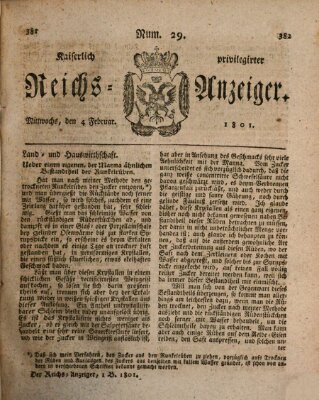 Kaiserlich privilegirter Reichs-Anzeiger (Allgemeiner Anzeiger der Deutschen) Mittwoch 4. Februar 1801