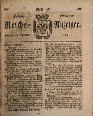 Kaiserlich privilegirter Reichs-Anzeiger (Allgemeiner Anzeiger der Deutschen) Freitag 6. Februar 1801