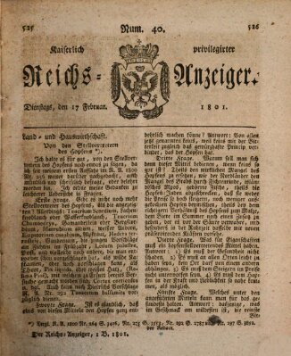 Kaiserlich privilegirter Reichs-Anzeiger (Allgemeiner Anzeiger der Deutschen) Dienstag 17. Februar 1801