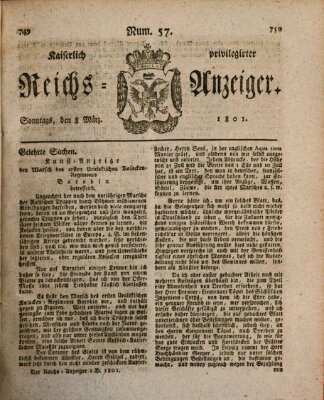 Kaiserlich privilegirter Reichs-Anzeiger (Allgemeiner Anzeiger der Deutschen) Sonntag 8. März 1801