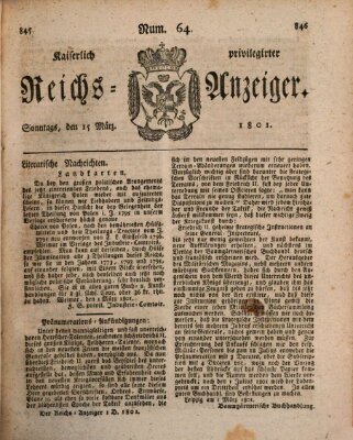 Kaiserlich privilegirter Reichs-Anzeiger (Allgemeiner Anzeiger der Deutschen) Sonntag 15. März 1801