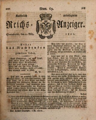 Kaiserlich privilegirter Reichs-Anzeiger (Allgemeiner Anzeiger der Deutschen) Samstag 21. März 1801