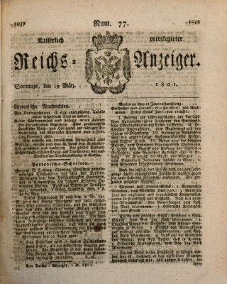 Kaiserlich privilegirter Reichs-Anzeiger (Allgemeiner Anzeiger der Deutschen) Sonntag 29. März 1801