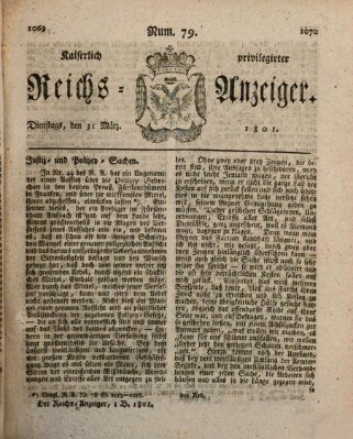 Kaiserlich privilegirter Reichs-Anzeiger (Allgemeiner Anzeiger der Deutschen) Dienstag 31. März 1801