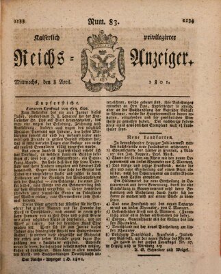 Kaiserlich privilegirter Reichs-Anzeiger (Allgemeiner Anzeiger der Deutschen) Mittwoch 8. April 1801