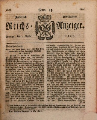 Kaiserlich privilegirter Reichs-Anzeiger (Allgemeiner Anzeiger der Deutschen) Freitag 10. April 1801