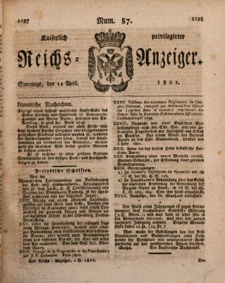 Kaiserlich privilegirter Reichs-Anzeiger (Allgemeiner Anzeiger der Deutschen) Sonntag 12. April 1801