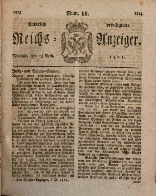 Kaiserlich privilegirter Reichs-Anzeiger (Allgemeiner Anzeiger der Deutschen) Montag 13. April 1801