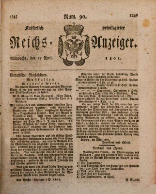 Kaiserlich privilegirter Reichs-Anzeiger (Allgemeiner Anzeiger der Deutschen) Mittwoch 15. April 1801