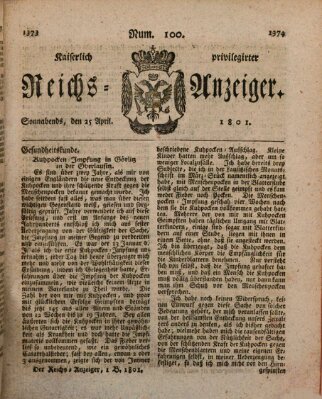 Kaiserlich privilegirter Reichs-Anzeiger (Allgemeiner Anzeiger der Deutschen) Samstag 25. April 1801