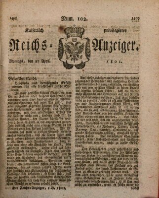 Kaiserlich privilegirter Reichs-Anzeiger (Allgemeiner Anzeiger der Deutschen) Montag 27. April 1801