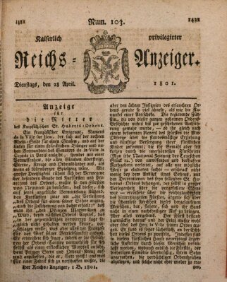 Kaiserlich privilegirter Reichs-Anzeiger (Allgemeiner Anzeiger der Deutschen) Dienstag 28. April 1801