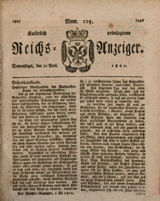 Kaiserlich privilegirter Reichs-Anzeiger (Allgemeiner Anzeiger der Deutschen) Donnerstag 30. April 1801