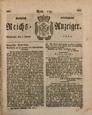 Kaiserlich privilegirter Reichs-Anzeiger (Allgemeiner Anzeiger der Deutschen) Sonntag 7. Juni 1801