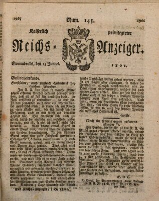 Kaiserlich privilegirter Reichs-Anzeiger (Allgemeiner Anzeiger der Deutschen) Samstag 13. Juni 1801