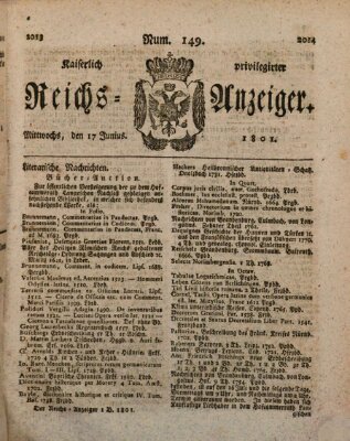 Kaiserlich privilegirter Reichs-Anzeiger (Allgemeiner Anzeiger der Deutschen) Mittwoch 17. Juni 1801