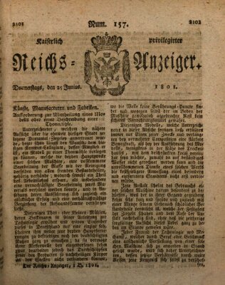 Kaiserlich privilegirter Reichs-Anzeiger (Allgemeiner Anzeiger der Deutschen) Donnerstag 25. Juni 1801