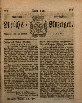 Kaiserlich privilegirter Reichs-Anzeiger (Allgemeiner Anzeiger der Deutschen) Freitag 26. Juni 1801