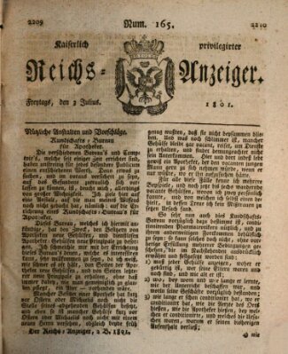 Kaiserlich privilegirter Reichs-Anzeiger (Allgemeiner Anzeiger der Deutschen) Freitag 3. Juli 1801