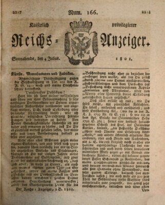 Kaiserlich privilegirter Reichs-Anzeiger (Allgemeiner Anzeiger der Deutschen) Samstag 4. Juli 1801