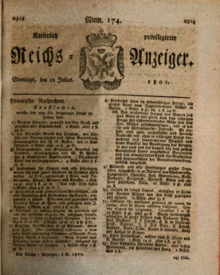 Kaiserlich privilegirter Reichs-Anzeiger (Allgemeiner Anzeiger der Deutschen) Sonntag 12. Juli 1801