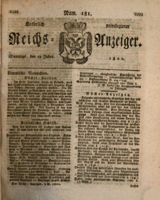 Kaiserlich privilegirter Reichs-Anzeiger (Allgemeiner Anzeiger der Deutschen) Sonntag 19. Juli 1801