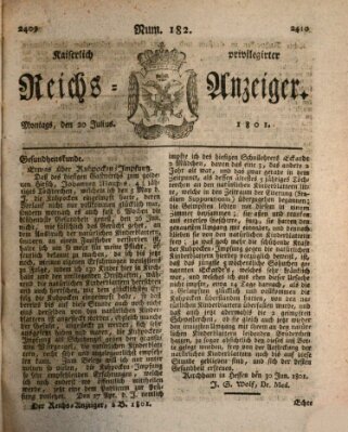 Kaiserlich privilegirter Reichs-Anzeiger (Allgemeiner Anzeiger der Deutschen) Montag 20. Juli 1801