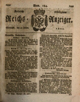 Kaiserlich privilegirter Reichs-Anzeiger (Allgemeiner Anzeiger der Deutschen) Mittwoch 22. Juli 1801