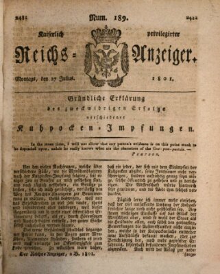 Kaiserlich privilegirter Reichs-Anzeiger (Allgemeiner Anzeiger der Deutschen) Montag 27. Juli 1801