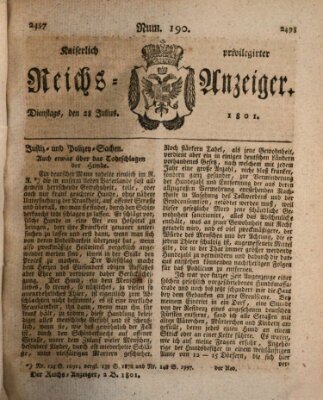 Kaiserlich privilegirter Reichs-Anzeiger (Allgemeiner Anzeiger der Deutschen) Dienstag 28. Juli 1801