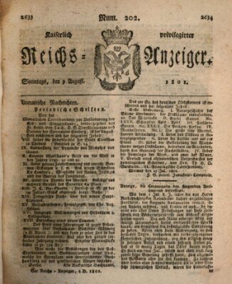 Kaiserlich privilegirter Reichs-Anzeiger (Allgemeiner Anzeiger der Deutschen) Sonntag 9. August 1801