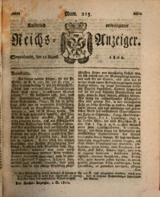 Kaiserlich privilegirter Reichs-Anzeiger (Allgemeiner Anzeiger der Deutschen) Samstag 22. August 1801