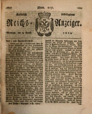 Kaiserlich privilegirter Reichs-Anzeiger (Allgemeiner Anzeiger der Deutschen) Montag 24. August 1801