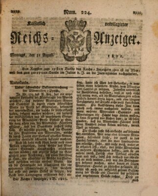 Kaiserlich privilegirter Reichs-Anzeiger (Allgemeiner Anzeiger der Deutschen) Montag 31. August 1801