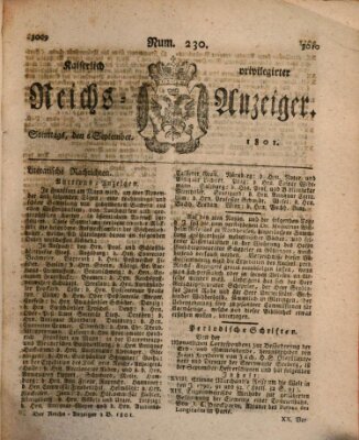 Kaiserlich privilegirter Reichs-Anzeiger (Allgemeiner Anzeiger der Deutschen) Sonntag 6. September 1801