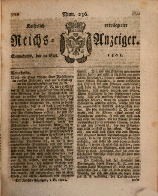 Kaiserlich privilegirter Reichs-Anzeiger (Allgemeiner Anzeiger der Deutschen) Samstag 12. September 1801