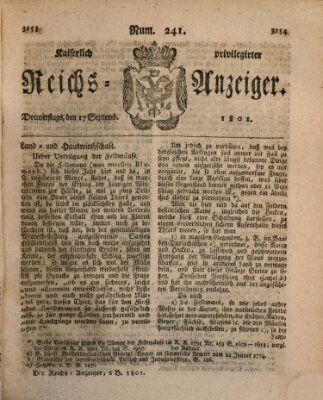 Kaiserlich privilegirter Reichs-Anzeiger (Allgemeiner Anzeiger der Deutschen) Donnerstag 17. September 1801