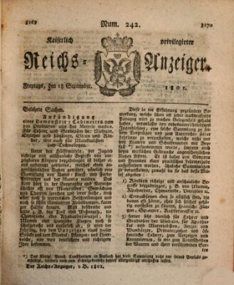 Kaiserlich privilegirter Reichs-Anzeiger (Allgemeiner Anzeiger der Deutschen) Freitag 18. September 1801