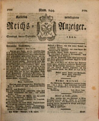 Kaiserlich privilegirter Reichs-Anzeiger (Allgemeiner Anzeiger der Deutschen) Sonntag 20. September 1801