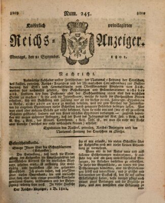 Kaiserlich privilegirter Reichs-Anzeiger (Allgemeiner Anzeiger der Deutschen) Montag 21. September 1801