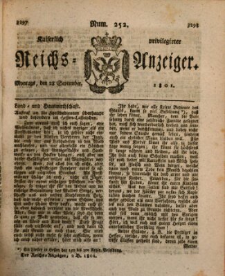 Kaiserlich privilegirter Reichs-Anzeiger (Allgemeiner Anzeiger der Deutschen) Montag 28. September 1801