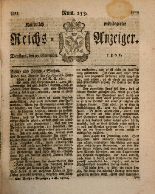 Kaiserlich privilegirter Reichs-Anzeiger (Allgemeiner Anzeiger der Deutschen) Dienstag 29. September 1801