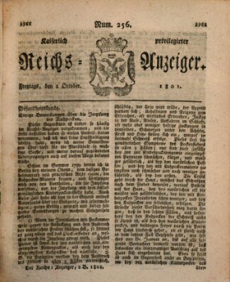 Kaiserlich privilegirter Reichs-Anzeiger (Allgemeiner Anzeiger der Deutschen) Freitag 2. Oktober 1801