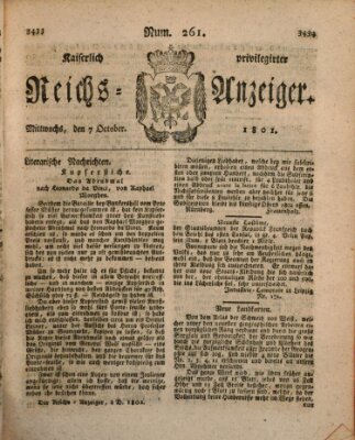 Kaiserlich privilegirter Reichs-Anzeiger (Allgemeiner Anzeiger der Deutschen) Mittwoch 7. Oktober 1801