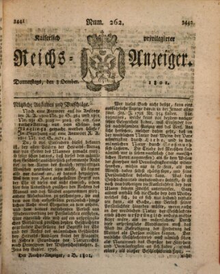 Kaiserlich privilegirter Reichs-Anzeiger (Allgemeiner Anzeiger der Deutschen) Donnerstag 8. Oktober 1801