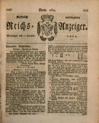 Kaiserlich privilegirter Reichs-Anzeiger (Allgemeiner Anzeiger der Deutschen) Sonntag 11. Oktober 1801