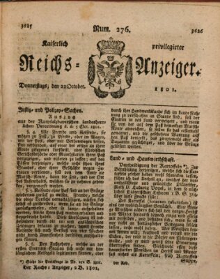 Kaiserlich privilegirter Reichs-Anzeiger (Allgemeiner Anzeiger der Deutschen) Donnerstag 22. Oktober 1801