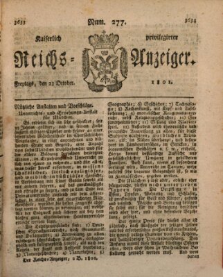 Kaiserlich privilegirter Reichs-Anzeiger (Allgemeiner Anzeiger der Deutschen) Freitag 23. Oktober 1801