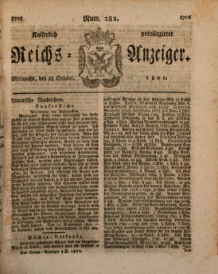 Kaiserlich privilegirter Reichs-Anzeiger (Allgemeiner Anzeiger der Deutschen) Mittwoch 28. Oktober 1801